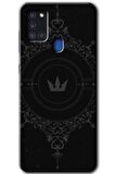 Galaxy A21s Kılıf HD Desen Baskılı Arka Kapak - Siyah Mandala 1 
