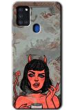 Galaxy A21s Kılıf HD Desen Baskılı Arka Kapak - Devil Girl 