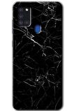 Galaxy A21s Kılıf HD Desen Baskılı Arka Kapak - Siyah Mermer 