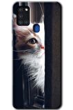 Galaxy A21s Kılıf HD Desen Baskılı Arka Kapak - Kedi Bakışı 