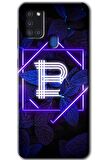 Galaxy A21s Kılıf HD Desen Baskılı Arka Kapak - Dark Neon Yaprak B Harfi 