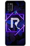 Galaxy A21s Kılıf HD Desen Baskılı Arka Kapak - Dark Neon Yaprak R Harfi 