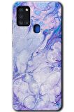 Galaxy A21s Kılıf HD Desen Baskılı Arka Kapak - Spots Lilac 