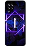 Galaxy A22 Kılıf HD Desen Baskılı Arka Kapak - Dark Neon Yaprak İ Harfi 