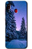 Galaxy A30 Kılıf HD Desen Baskılı Arka Kapak - Kış Manzarası 