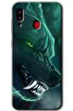 Galaxy A30 Kılıf HD Desen Baskılı Arka Kapak - Yeşil Kurt 