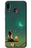 Galaxy A30 Kılıf HD Desen Baskılı Arka Kapak - Kedili Kız 