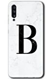 Galaxy A30s Kılıf HD Desen Baskılı Arka Kapak - Beyaz Mermer Desenli B Harfi 