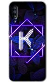 Galaxy A30s Kılıf HD Desen Baskılı Arka Kapak - Dark Neon Yaprak K Harfi 
