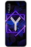 Galaxy A30s Kılıf HD Desen Baskılı Arka Kapak - Dark Neon Yaprak Y Harfi 