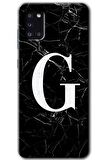 Galaxy A31 Kılıf HD Desen Baskılı Arka Kapak - Siyah Mermer Desenli G Harfi 