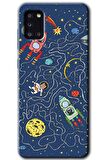 Galaxy A31 Kılıf HD Desen Baskılı Arka Kapak - Kedi Galaksi 