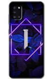 Galaxy A31 Kılıf HD Desen Baskılı Arka Kapak - Dark Neon Yaprak I Harfi 