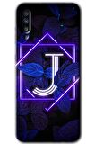 Galaxy A50 Kılıf HD Desen Baskılı Arka Kapak - Dark Neon Yaprak J Harfi 