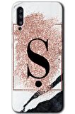 Galaxy A50s Kılıf HD Desen Baskılı Arka Kapak - Pembe Mermer Desenli Ş Harfi 