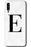 Galaxy A50s Kılıf HD Desen Baskılı Arka Kapak - Beyaz Mermer Desenli E Harfi 