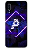 Galaxy A50s Kılıf HD Desen Baskılı Arka Kapak - Dark Neon Yaprak A Harfi 