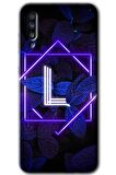 Galaxy A50s Kılıf HD Desen Baskılı Arka Kapak - Dark Neon Yaprak L Harfi 