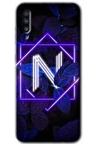 Galaxy A50s Kılıf HD Desen Baskılı Arka Kapak - Dark Neon Yaprak N Harfi 