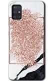 Galaxy A51 Kılıf HD Desen Baskılı Arka Kapak - Simli Mermer 