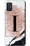 Galaxy A51 Kılıf HD Desen Baskılı Arka Kapak - Pembe Mermer Desenli I Harfi 
