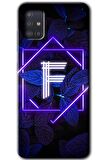 Galaxy A51 Kılıf HD Desen Baskılı Arka Kapak - Dark Neon Yaprak F Harfi 