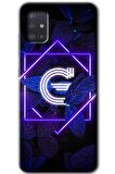 Galaxy A51 Kılıf HD Desen Baskılı Arka Kapak - Dark Neon Yaprak G Harfi 