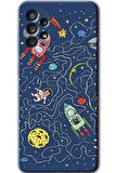 Galaxy A52 Kılıf HD Desen Baskılı Arka Kapak - Kedi Galaksi 