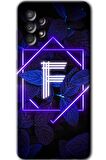 Galaxy A53 Kılıf HD Desen Baskılı Arka Kapak - Dark Neon Yaprak F Harfi 