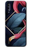 Galaxy A70 Kılıf HD Desen Baskılı Arka Kapak - Flamingo Yaprak 