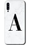 Galaxy A70 Kılıf HD Desen Baskılı Arka Kapak - Beyaz Mermer Desenli A Harfi 