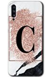 Galaxy A70s Kılıf HD Desen Baskılı Arka Kapak - Pembe Mermer Desenli C Harfi 
