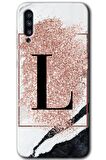 Galaxy A70s Kılıf HD Desen Baskılı Arka Kapak - Pembe Mermer Desenli L Harfi 