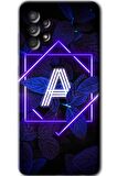 Galaxy A72 Kılıf HD Desen Baskılı Arka Kapak - Dark Neon Yaprak A Harfi 