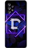 Galaxy A72 Kılıf HD Desen Baskılı Arka Kapak - Dark Neon Yaprak D Harfi 