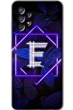 Galaxy A72 Kılıf HD Desen Baskılı Arka Kapak - Dark Neon Yaprak E Harfi 