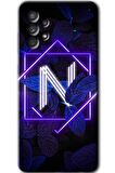Galaxy A73 Kılıf HD Desen Baskılı Arka Kapak - Dark Neon Yaprak N Harfi 