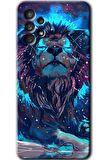 Galaxy A73 Kılıf HD Desen Baskılı Arka Kapak - Neon Aslan 