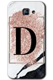 Galaxy A8 2016 Kılıf HD Desen Baskılı Arka Kapak - Pembe Mermer Desenli D Harfi 