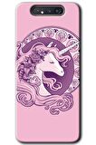 Galaxy A80 Kılıf HD Desen Baskılı Arka Kapak - Unicorn-Pembe 