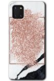 Galaxy A81 Kılıf HD Desen Baskılı Arka Kapak - Simli Mermer 