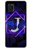 Galaxy A81 Kılıf HD Desen Baskılı Arka Kapak - Dark Neon Yaprak J Harfi 