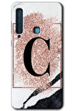Galaxy A9 2018 Kılıf HD Desen Baskılı Arka Kapak - Pembe Mermer Desenli C Harfi 