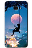 Galaxy C7 Kılıf HD Desen Baskılı Arka Kapak - Yalnız Kadın 