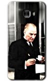 Galaxy C7 Kılıf HD Desen Baskılı Arka Kapak - Atatürk Türk Kahvesi 