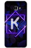 Galaxy C7 Kılıf HD Desen Baskılı Arka Kapak - Dark Neon Yaprak K Harfi 