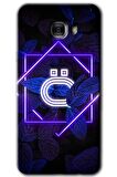 Galaxy C7 Kılıf HD Desen Baskılı Arka Kapak - Dark Neon Yaprak Ö Harfi 