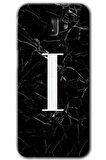 Galaxy J8 Kılıf HD Desen Baskılı Arka Kapak - Siyah Mermer Desenli I Harfi 