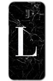 Galaxy J8 Kılıf HD Desen Baskılı Arka Kapak - Siyah Mermer Desenli L Harfi 