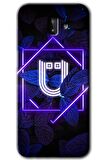Galaxy J8 Kılıf HD Desen Baskılı Arka Kapak - Dark Neon Yaprak Ü Harfi 